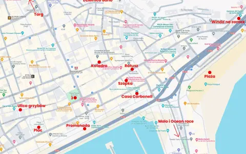 Alicante co zobaczyć: Winda na zamek, Plac, Targ, Katedra, Ratusz, Ulica grzybów, Promenada, Molo i Ocean race.